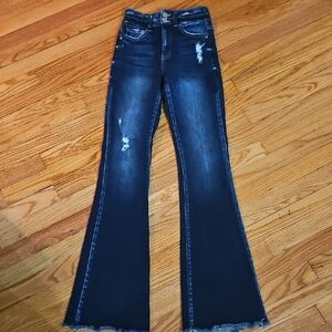 KanCan Dark Blue Distressed Flare Jeans